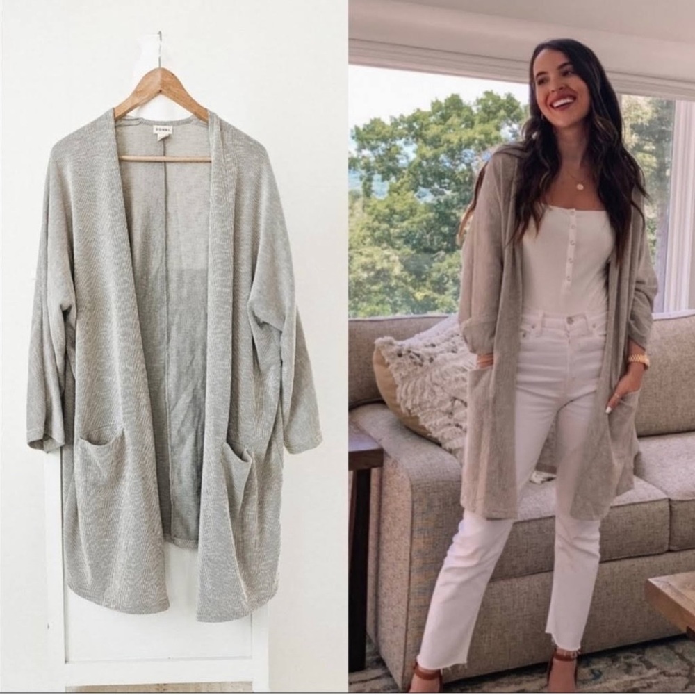 DONNI Ribbed Pocket Front Cardigan Sweater Duster One Size